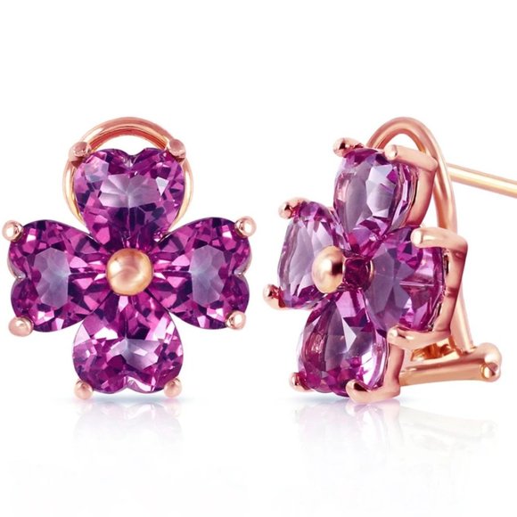 6.5 Carat 14K Rose Gold Cluster Amethyst Earrings - Picture 1 of 2